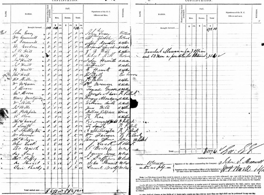 Acquittance Roll #5 1868-1869 page 2 