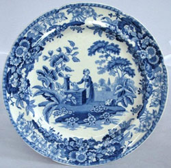 A blue printed Spode plate circa 1820